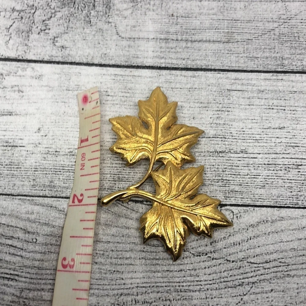 Vintage Monet double leaf large brooch statement